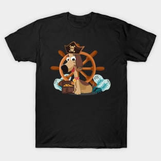 dog sailor pirate captain treasure gold T-Shirt